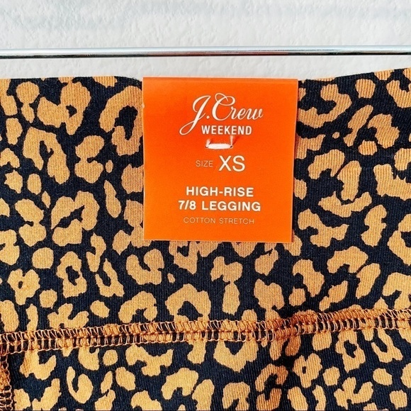 J. Crew NWT Weekend High-Rise 7/8 Cotton Stretch Leggings Leopard Print Size XS - Picture 9 of 12